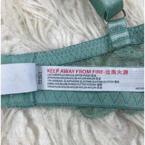 Out From Under Women's 34D Green Unlined Sheer Lace Balconette Bra - Picture 6 of 7